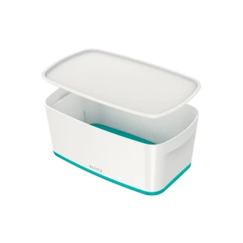 MyBox WOW Small with Lid, Storage Box 5 Litre, W 318 X H 128 X D 191 MM White/Ice Blue - Outer Carton of 4