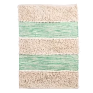 Sass & Belle Green Scandi Boho Tufted Stripe Rug