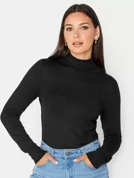 Long Tall Sally Black Roll Neck Jumper, Black, Size 14-16, Women