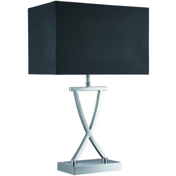 Searchlight Club - 1 Light Table Lamp Satin Silver with Black Shade, E14