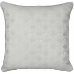 Dreams & Drapes Tiffany Art Deco Jacquard Piped Edge Filled Cushion, Silver, 43 x 43 Cm