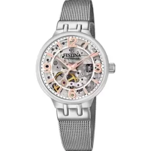 Festina Ladies Festina Skeleton Silver Watch F20579/1 - Silver and Skeleton