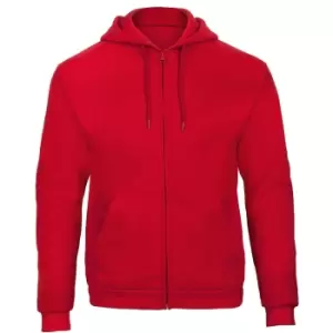 B&C Adults Unisex ID.205 50/50 Full Zip Hooded Sweatshirt (XS) (Red)