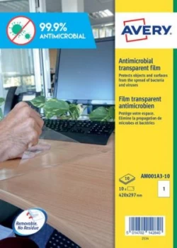 Avery Antimicrobial Film A3 Label 1 Per Sheet 10 Sheets