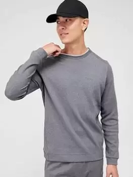 BOSS Salbo Curved Logo Sweatshirt - Medium Grey, Medium Grey, Size XL, Men