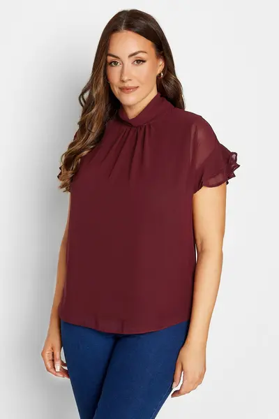 M&Co Frill Sleeve Blouse Red