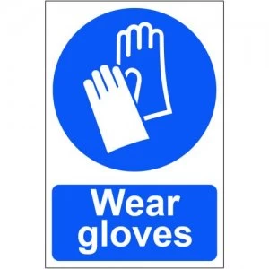 Wear Gloves Sign, S/A Semi Rigid PVC