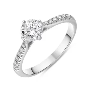 Platinum 0.89ct Diamond Set Shoulder Solitaire Ring