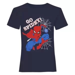 Spider-Man Girls Go Spidey T-Shirt (3-4 Years) (Navy/Red/Blue)