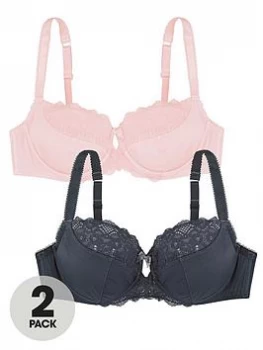 Dorina Exclusive Celine 2 Pack Non Padded Bra - Grey/Pink