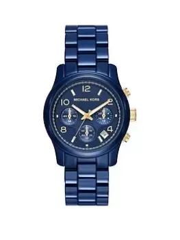 Michael Kors Runway Chronograph Navy-Coated Stainless Steel Watch