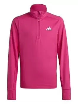 Boys, adidas Unisex Junior Run Icons Reflective 1/2 Zip Top - Pink, Size 13-14 Years