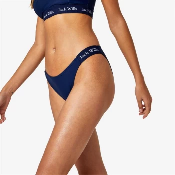 Jack Wills Eco Ribbed Tanga Bikini Bottoms - Navy