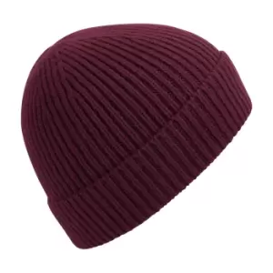 Beechfield Engineered Knit Ribbed Beanie (One Size) (Burgundy)