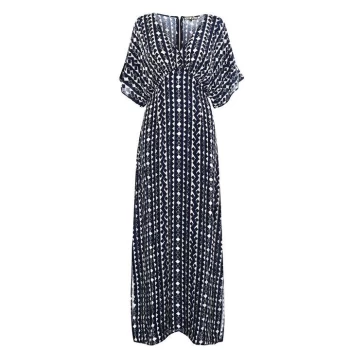 Biba Mono Embroidered Maxi Dress - Monochrome