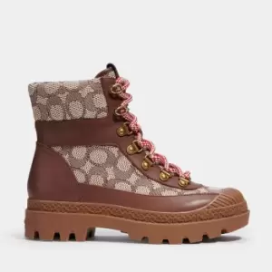 Coach Talia Jacquard, Suede and Leather Lace-Up Boots - UK 6