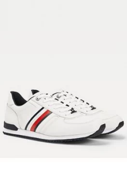 Tommy Hilfiger Icon Mix Leather Runner Trainers - White, Size 7, Men