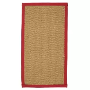 Coir Herringbone Rug - With Red Border