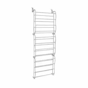 White 12 Tier Door Hanging Shoe Rack Organiser - Holds 72 Shoes - Oypla