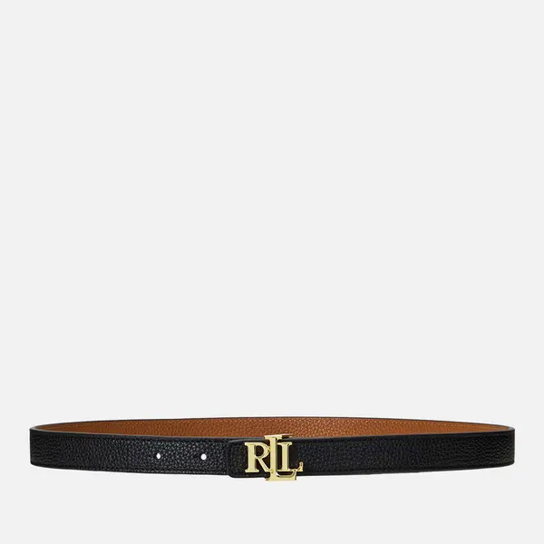 Lauren Ralph Lauren Womens Reversible 20 Skinny Belt - Black/Lauren Tan - M