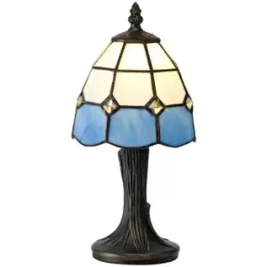 Luminosa Lighting - Tiffany Table Lamp, 1 x E14, White, Blue, Clear Crystal Shade