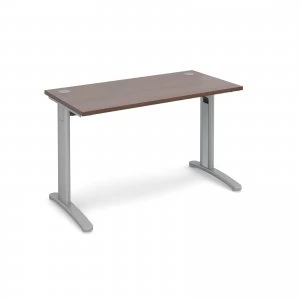 TR10 Straight Desk 1200mm x 600mm - Silver Frame Walnut Top