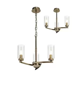 Ceiling Pendant, Semi Ceiling, 3 x E14, Antique Brass