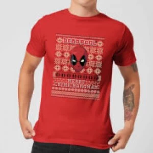 Marvel Deadpool Mens Christmas T-Shirt - Red - L