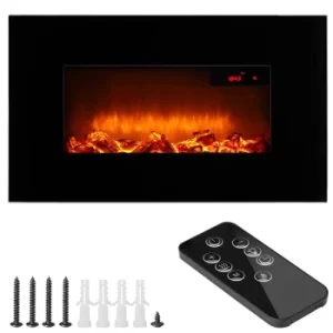 Wall Mounted Electric Fireplace Black with Remote Control