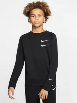 Nike NSW Older Boys Swoosh Crew Neck Sweater - Black, Size L, 12-13 Years