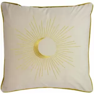 Furn Astrid Embroidered Velvet Piped Edge Cushion Cover, Ivory, 50 x 50 Cm