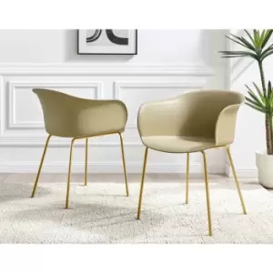 Furniture Box 2X Harper Taupe Kitchen Dining Chair Gold Legs