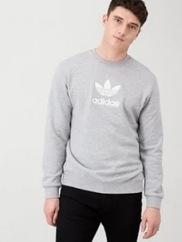 adidas Originals Premium Crew Neck Sweat - Medium Grey Heather, Size XL, Men