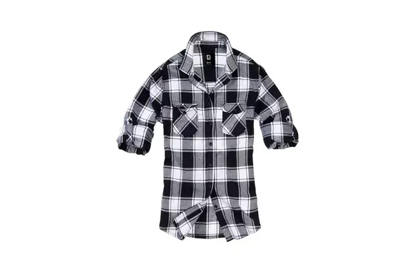 Brandit Amy Flannel Checkshirt Flanel Shirt Black white L Women