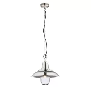 Ceiling Pendant Light Bright Nickel & Clear Glass 40W E27 Dimmable e10358