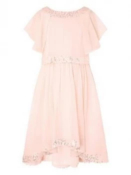 Monsoon Girls Meghan Hi Low Sequin Dress - Peach