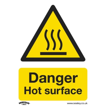 Safety Sign - Danger Hot Surface - Rigid Plastic - Pack of 10