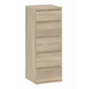 Nova Narrow Chest of 5 Drawers, Oak