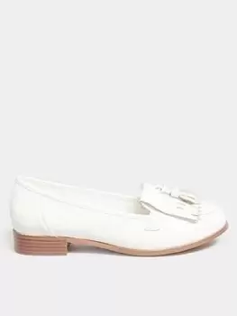 Yours Yours Wide Fit Patent Tassel Loafer White, Size 9, Women