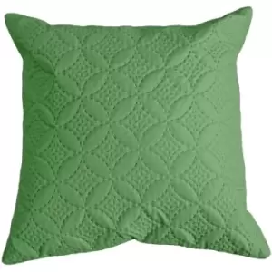 Ultrasonic Green Quilted Embossed Cushion Cover, 40 x 40cm - Green - Green - Homescapes