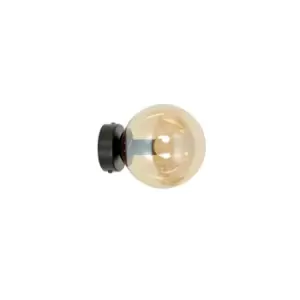 Rossi Black Wall Lamp with Amber Glass Shades, 1x E16