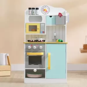 Teamson Kids Florence Wooden Kitchen For Kids Toy Kitchen With 5 Role Play Accessories TD-11708AR - Blue