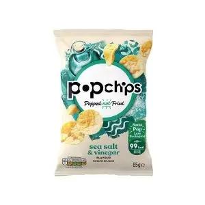 Popchips Crisps Salt and Vinegar Sharing Bag 85g Pack of 8 0401236