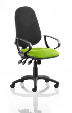 Eclipse XL Lever Task Operator Chair Black Back Bespoke Seat With Loop Arms In Lime