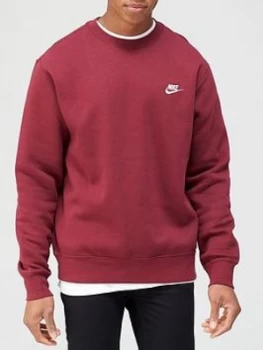 Nike Club Crew Sweat - Burgundy, Size 2XL, Men