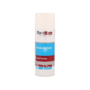 PlastiKote Trade Stain Block Spray Paint White 400ml