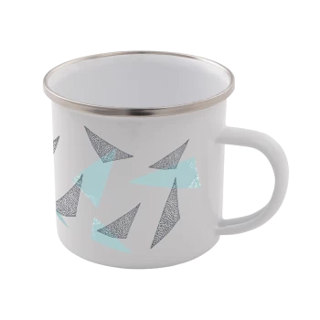 Triangles Enamel Mug - White