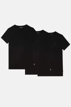 3 Pack Black Muscle Fit Crew Neck T-Shirts