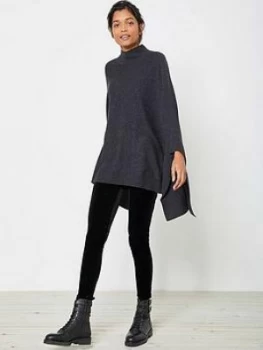 Mint Velvet Knitted Poncho - Charcoal, Size XS, Women