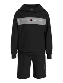 Tommy Hilfiger Boys Essential Colorblock Hoodie And Short Set - Black, Size Age: 8 Years